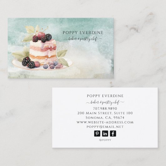 Baker Bakery Pastry Chef Cake Catering Visitekaartje (Voorkant / Achterkant)