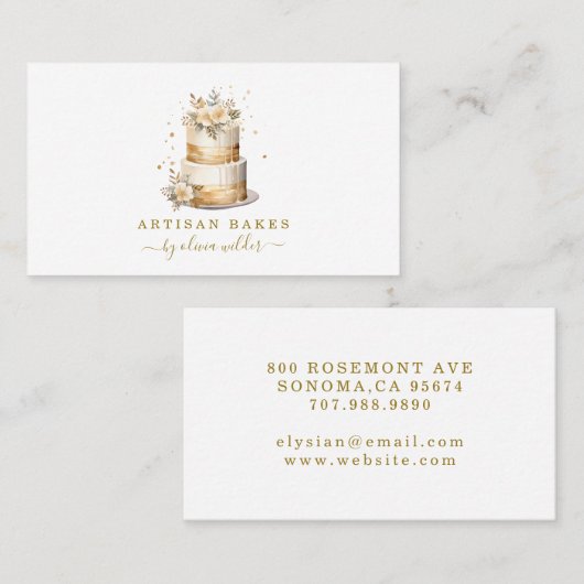 Baker Bakery Pastry Chef Cake Visitekaartje (Voorkant / Achterkant)