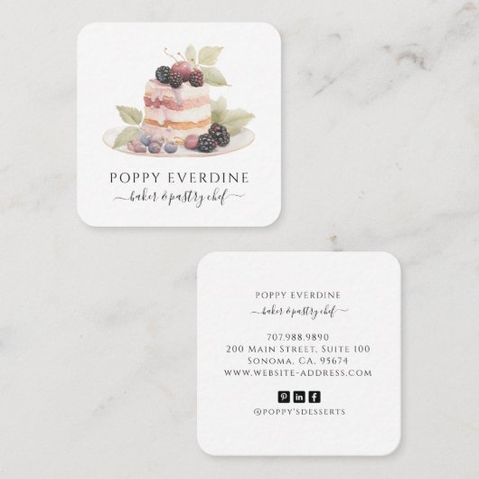 Baker Bakery Pastry Chef Catering Vierkante Visitekaartje (Voorkant / Achterkant)
