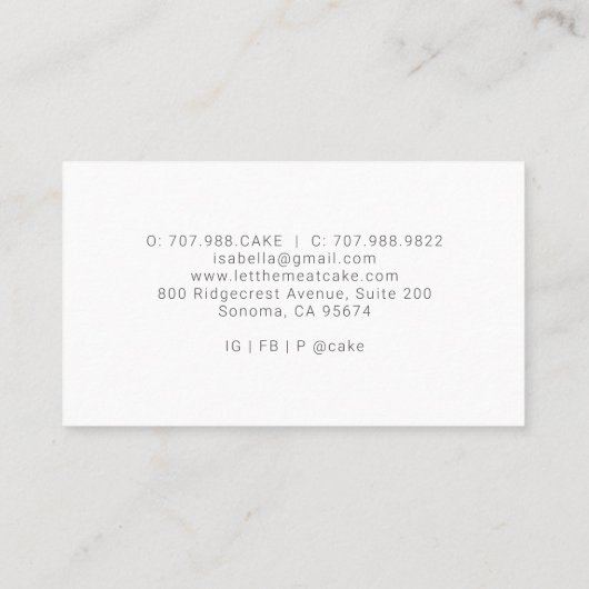 Baker Bakery Pastry Chef Let Them Eat Cake Visitekaartje (Achterkant)