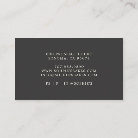 Baker Bakery Pastry Chef Logo Black Visitekaartje (Achterkant)