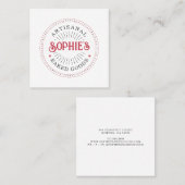 Baker Bakery Pastry Chef Red White Typografie Vierkante Visitekaartje (Voorkant / Achterkant)