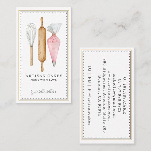 Baker Bakery Pastry Chef Tools Visitekaartje (Voorkant / Achterkant)