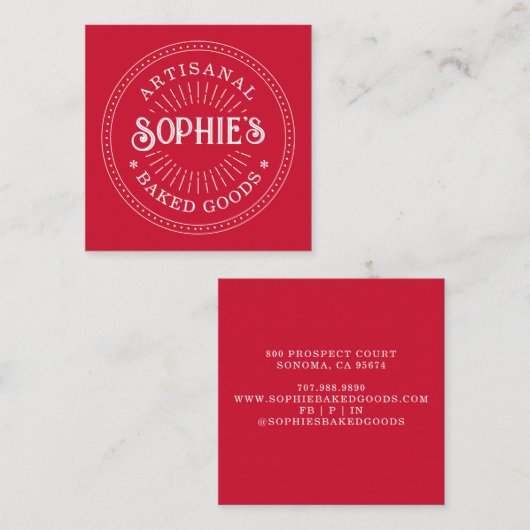 Baker Bakery Pastry Chef Typografie Vierkante Visitekaartje (Voorkant / Achterkant)