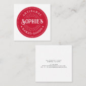 Baker Bakery Pastry Chef Typografie Vierkante Visitekaartje (Voorkant / Achterkant)