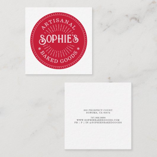 Baker Bakery Pastry Chef Typografie Vierkante Visitekaartje (Voorkant / Achterkant)