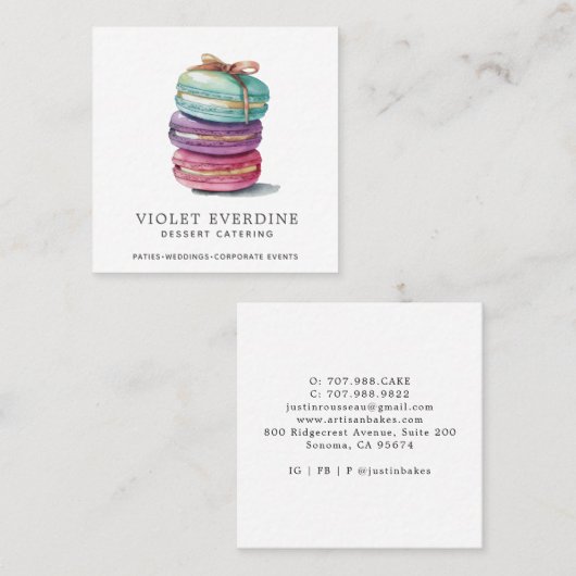 Baker Bakery Pastry Chef Waterverf Cookies Vierkante Visitekaartje (Voorkant / Achterkant)