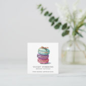 Baker Bakery Pastry Chef Waterverf Cookies Vierkante Visitekaartje (Staand voorkant)