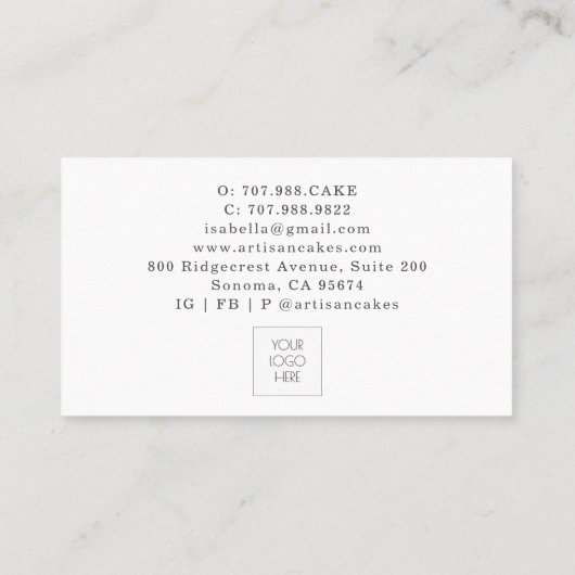 Baker Bakery Tools Pastry Chef Logo Business Card Visitekaartje (Achterkant)