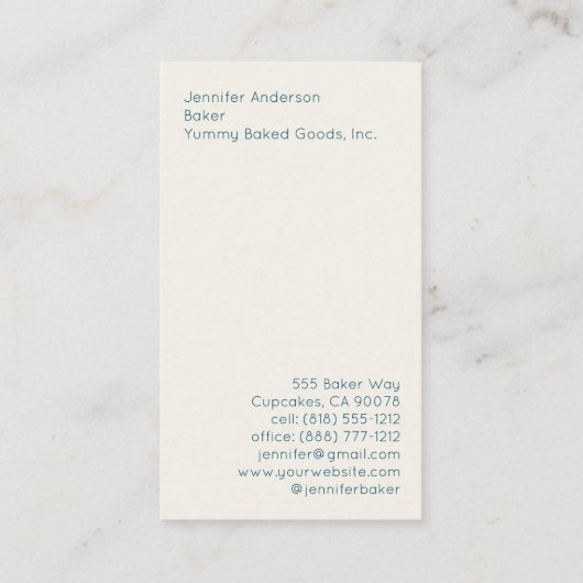 Baker Bakery Visitekaartjes (Achterkant)
