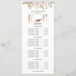 Baker Bakery Waterverf Bakers Tools Utensiemenu Menu