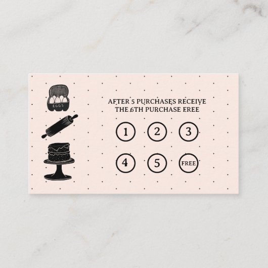 Baker Baking Utensils Roze Zwarte Loyaliteit Kaart Visitekaartje (Achterkant)