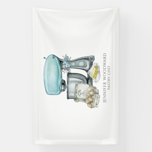 Baker Baking Waterverf Pastry Chef Spandoek (Verticaal)