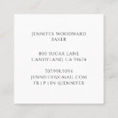 Baker Baking Waterverf Pastry Chef Vierkante Visitekaartje (Achterkant)