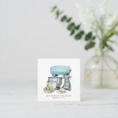 Baker Baking Waterverf Pastry Chef Vierkante Visitekaartje (Staand voorkant)