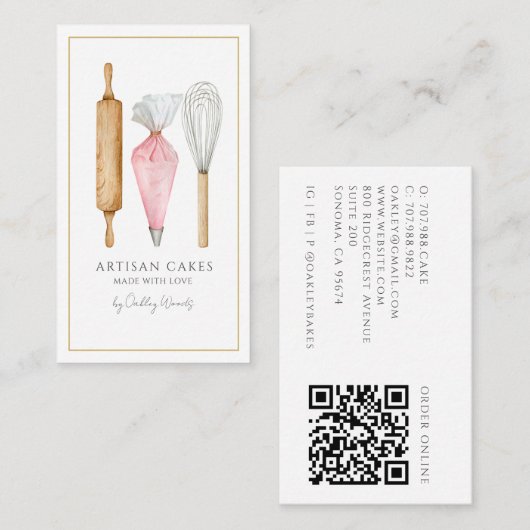 Baker Bakkerij Bakgerei QR Code Visitekaartje (Voorkant / Achterkant)