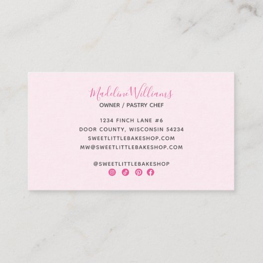 Baker bakkerij Bevroeiende druppels Roze Visitekaartje (Achterkant)