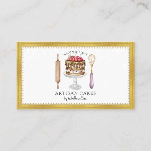 Baker bakkerij Elegant Cake Baking Utensils Visitekaartje (Voorkant)
