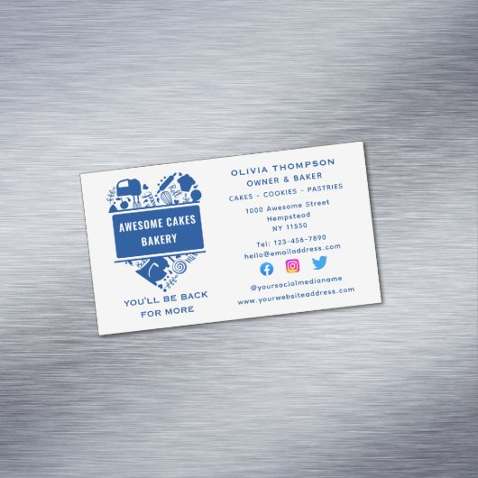 Baker bakkerij koekjes koekjes gebak Chef White Bl Magnetisch Visitekaartje (Voorbeeld)