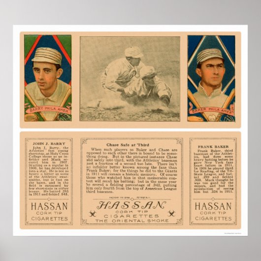 Baker Barry Athletics Baseball 1912 Poster (Voorkant)