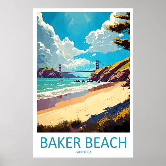 Baker Beach Vintage Reisposter Ski Nationaal Poster (Voorkant)