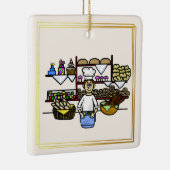 Baker bij zijn kerst-kerstversiering op bakkerij keramisch ornament (Rechts)