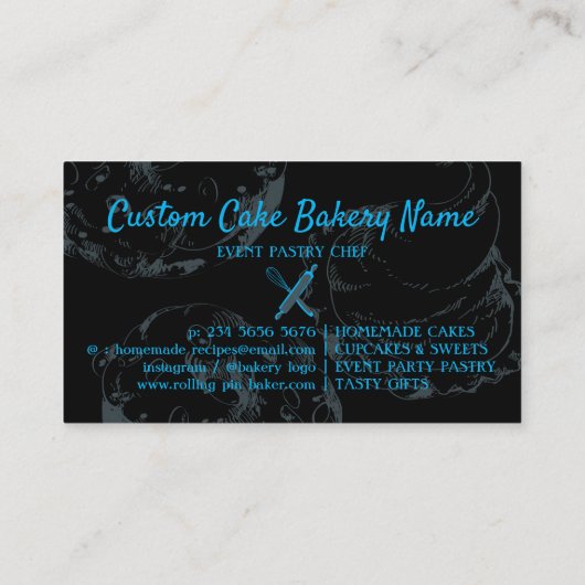 Baker blauw gebak Chef Black Visitekaartje (Achterkant)