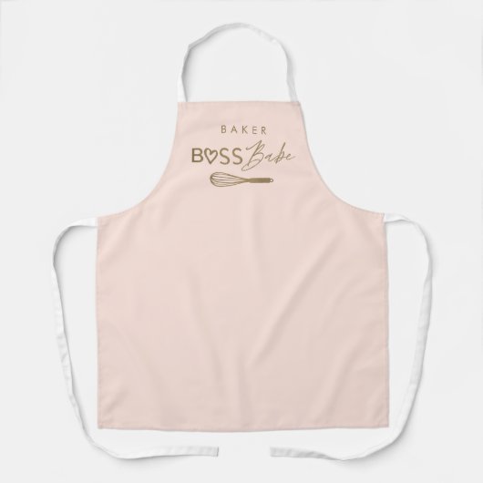 Baker Boss Babe Stijlvolle penseelroze en goud Schort (Voorkant)