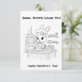 baker bunny Coloring card Classroom Valentine Bedankkaart (Staand voorkant)
