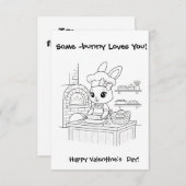 baker bunny Coloring card Classroom Valentine Bedankkaart (Voorkant / Achterkant)