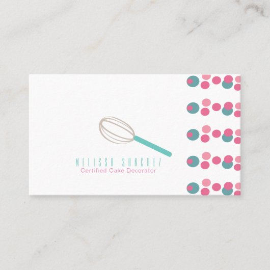 Baker Cake Logo Bakkerij Whisk Stippen Visitekaartje (Voorkant)
