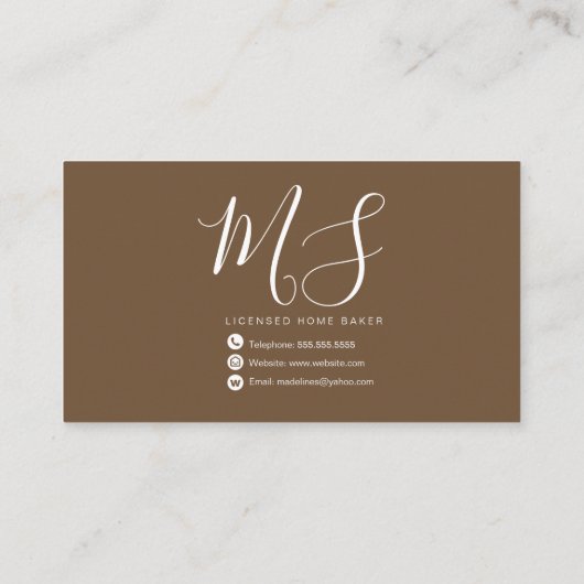 Baker Cake Swirl Bakery Chocolade Cupcakes Visitekaartje (Achterkant)