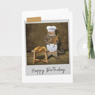 Baker Cat Funny Birthday Card Kaart
