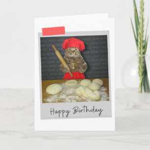 Baker Cat Funny Birthday Card Kaart