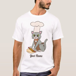 Baker Cat - Grijs Tom Pastry Chef Cat Lover T-shirt