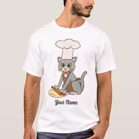 Baker Cat - Grijs Tom Pastry Chef Cat Lover T-shirt (Voorkant)