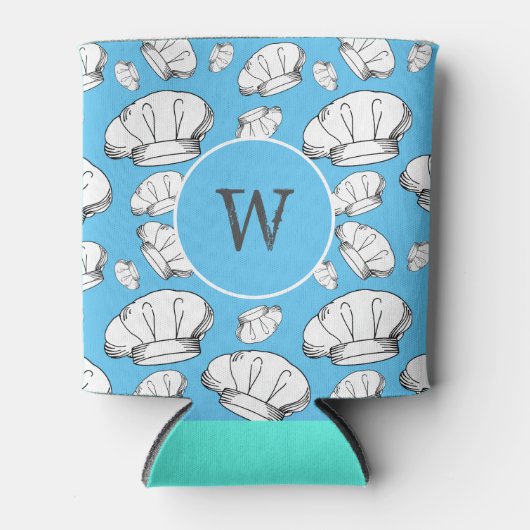 Baker Chef Pet Patterned Blue Monogramed Blikjeskoeler (Voorkant)