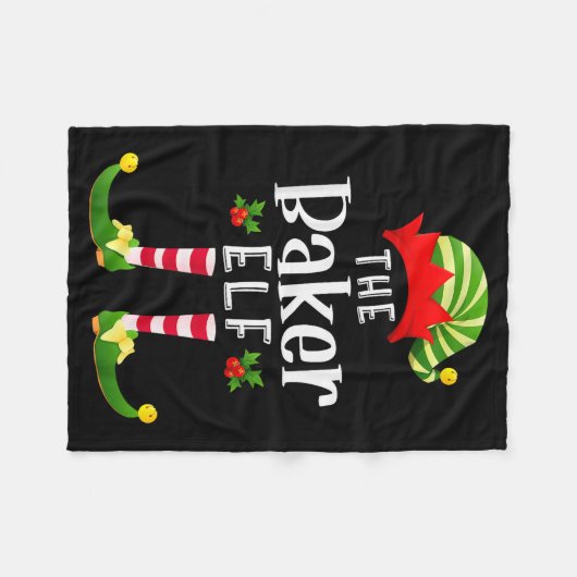 Baker Christmas Elf Matching Pajama X-mas Party  Fleece Deken (Voorkant (Horizontaal))