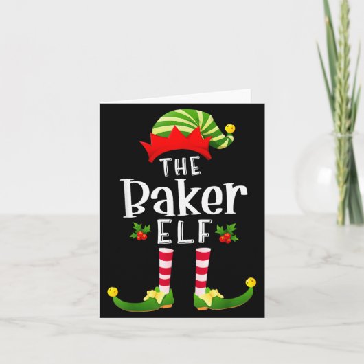 Baker Christmas Elf Matching Pajama X-mas Party  Kaart (Voorkant)