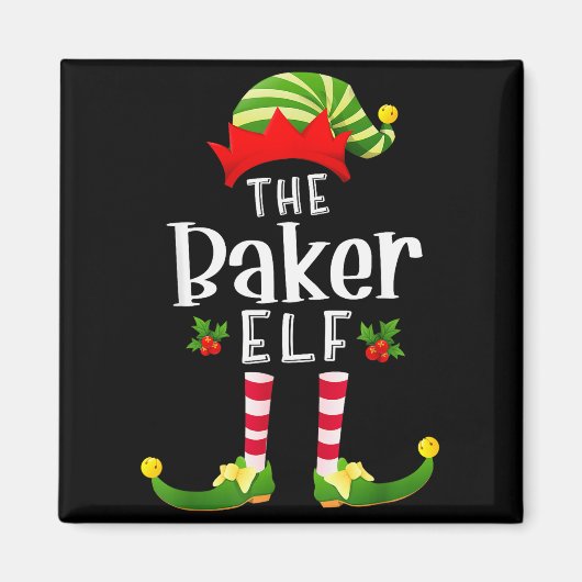 Baker Christmas Elf Matching Pajama X-mas Party  Magneet (Voorkant)