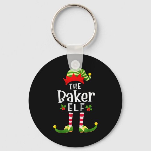 Baker Christmas Elf Matching Pajama X-mas Party  Sleutelhanger (Voorkant)
