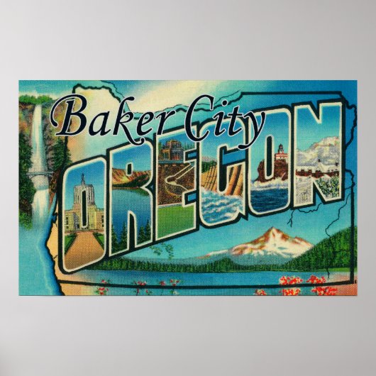 Baker City, Oregon - Grote letterscènes Poster (Voorkant)