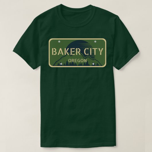 Baker City Oregon Mountains retro  borden T-shirt (Design voorkant)