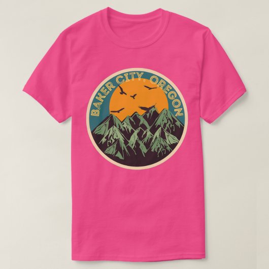 Baker City Oregon Mountains Retro  T-shirt (Design voorkant)