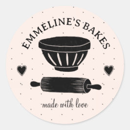 Baker Cook Geïllustreerde Deegroller Gemaakt Met L Ronde Sticker