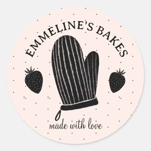 Baker Cook geïllustreerde ovenwant Gemaakt met lie Ronde Sticker (Voorkant)