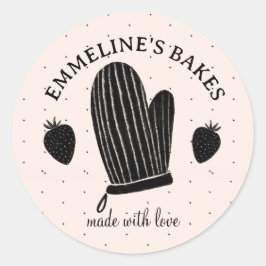 Baker Cook geïllustreerde ovenwant Gemaakt met lie Ronde Sticker