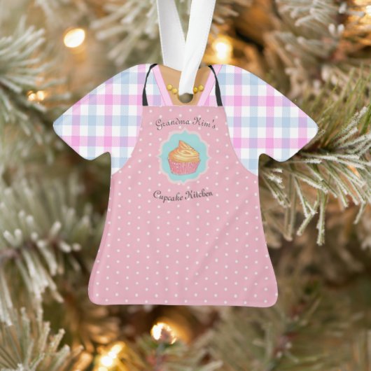 Baker Cupcake Apron gepersonaliseerd versieringsmi Ornament (Boom)