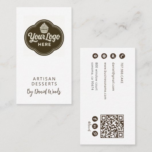 Baker Custom Logo Espresso Brown QR Code Visitekaartje (Voorkant / Achterkant)