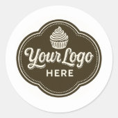 Baker Custom Logo Espresso Brown Round  Ronde Sticker (Voorkant)
